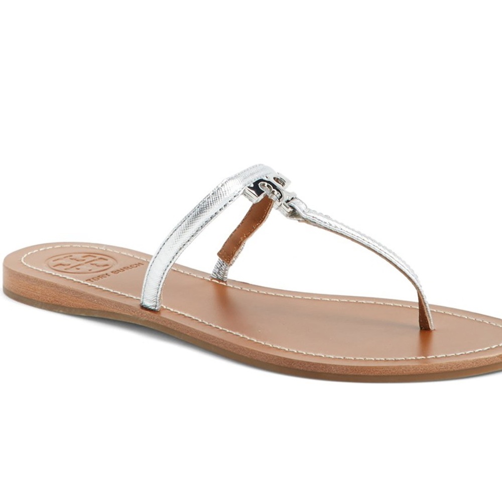 Tory Burch ‘T’ Logo Leather Thong Sandal